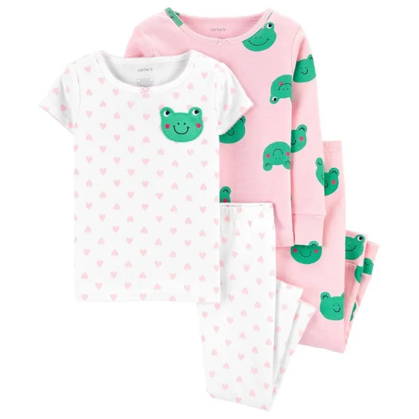 CARTER'S set 2 ks dievčenských pyžám "Pink White Frog" - 98